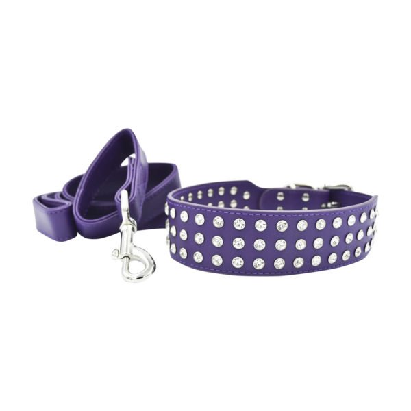 Luxury Purple Diamond Big Dog Collar Set